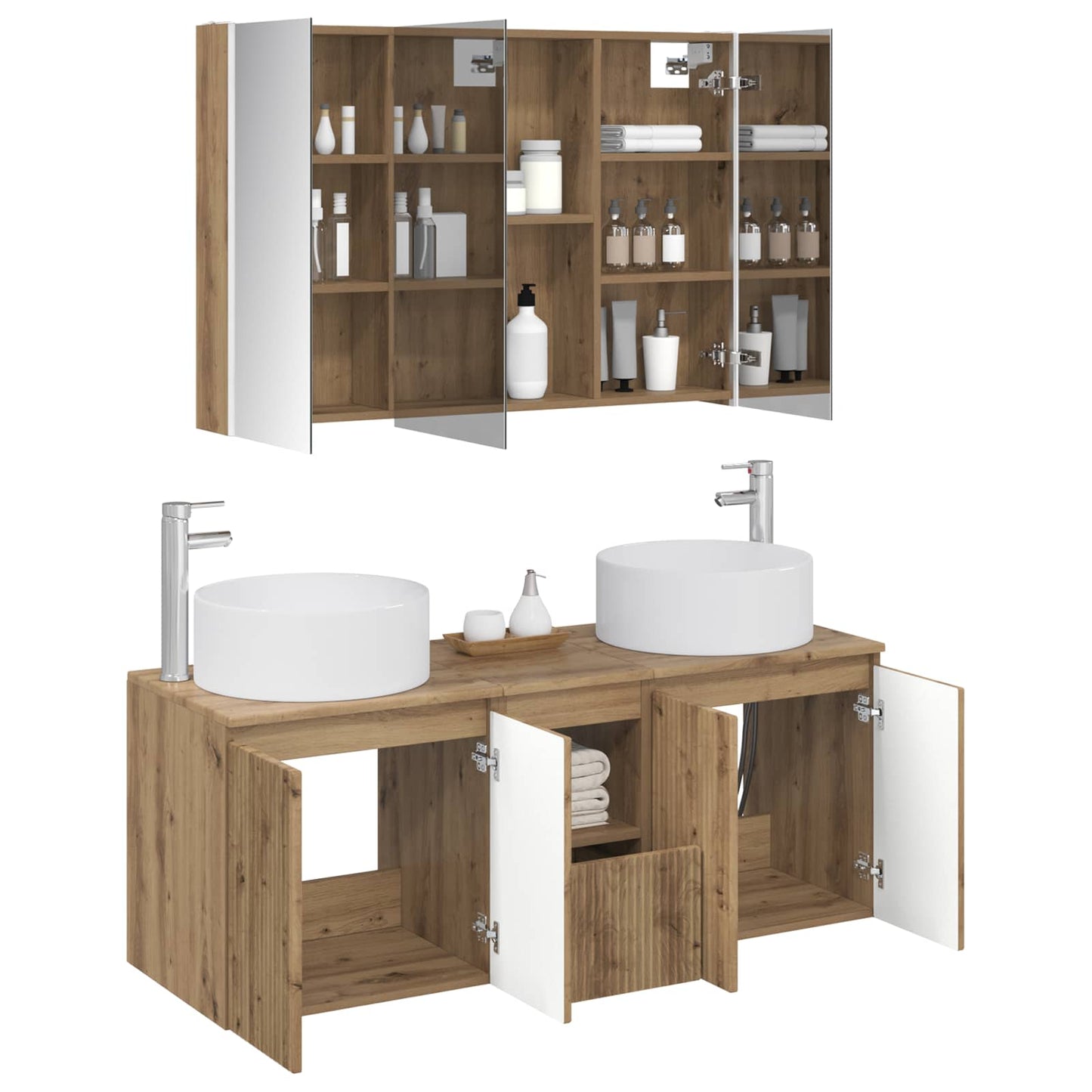 Bathroom Cabinet Set 4 pcs Artisan Oak Engineered Wood