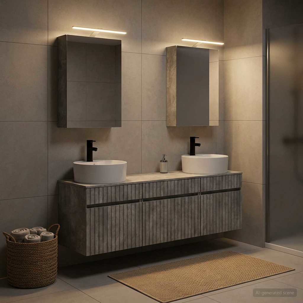 Bathroom Cabinet Set 5 pcs Concrete Grey Engineered Wood