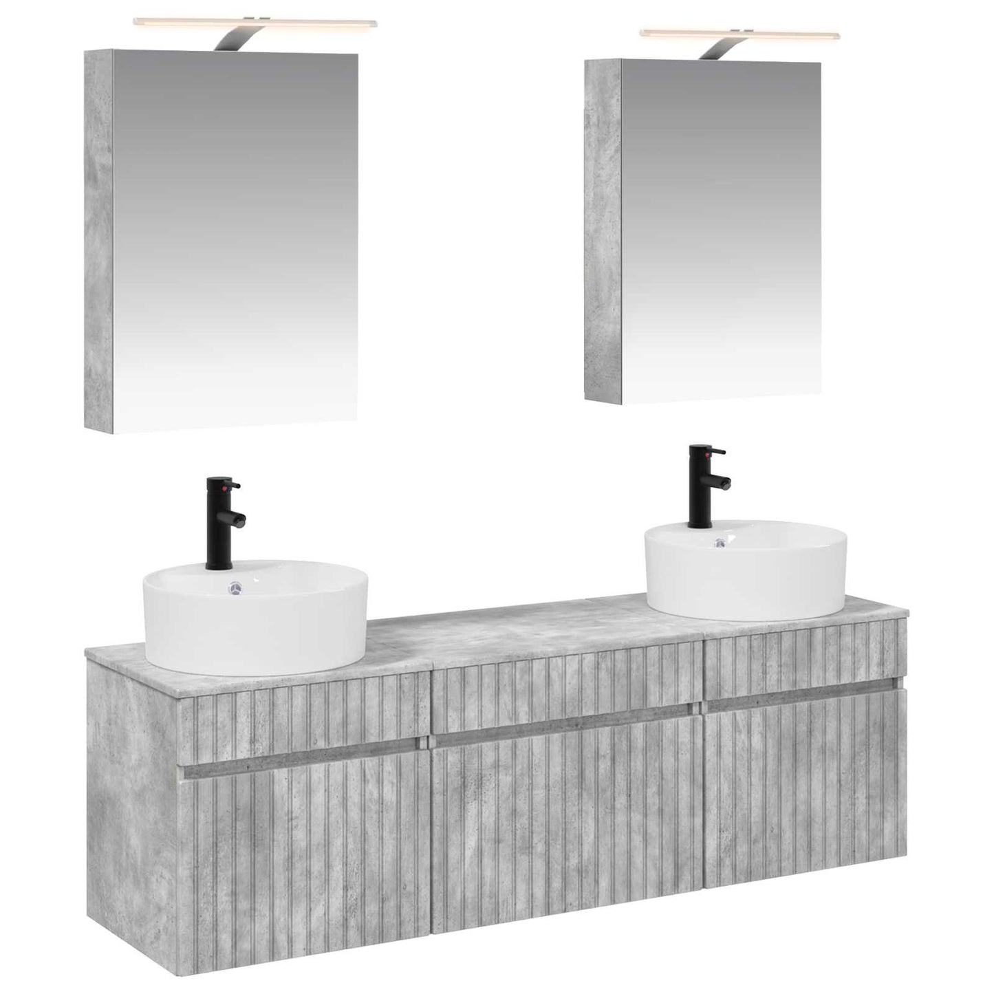 Bathroom Cabinet Set 5 pcs Concrete Grey Engineered Wood
