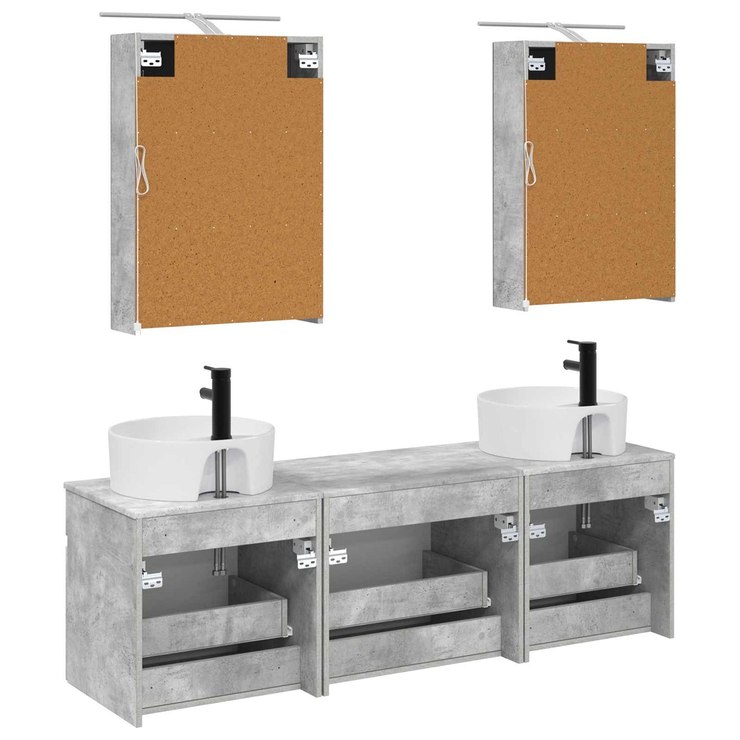 Bathroom Cabinet Set 5 pcs Concrete Grey Engineered Wood