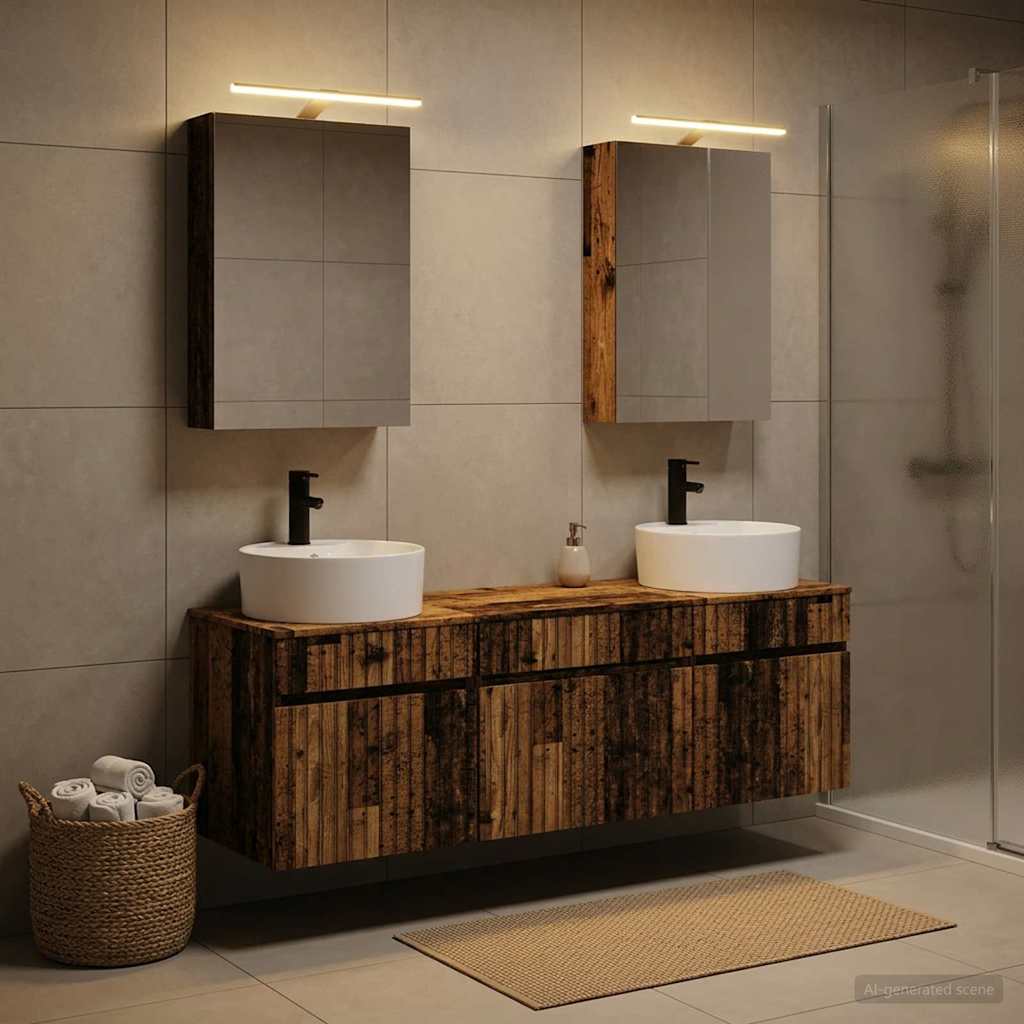 Bathroom Cabinet Set 5 pcs Old Wood Engineered Wood