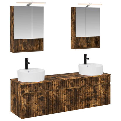 Bathroom Cabinet Set 5 pcs Smoked Oak 50 x 14.5 x 70 cm