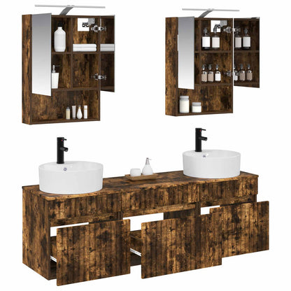 Bathroom Cabinet Set 5 pcs Smoked Oak 50 x 14.5 x 70 cm