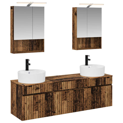 Bathroom Cabinet Set 5 pcs Old Wood Engineered Wood