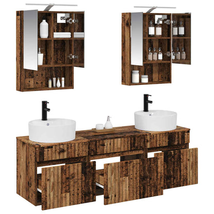 Bathroom Cabinet Set 5 pcs Old Wood Engineered Wood