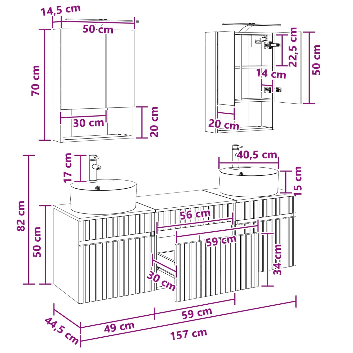 Bathroom Cabinet Set 5 pcs Old Wood Engineered Wood