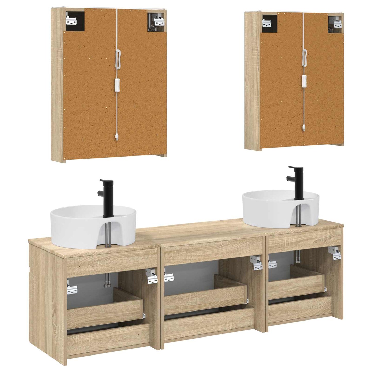 Bathroom Cabinet Set 5 pcs Sonoma Oak 53 x 15.5 x 70 cm