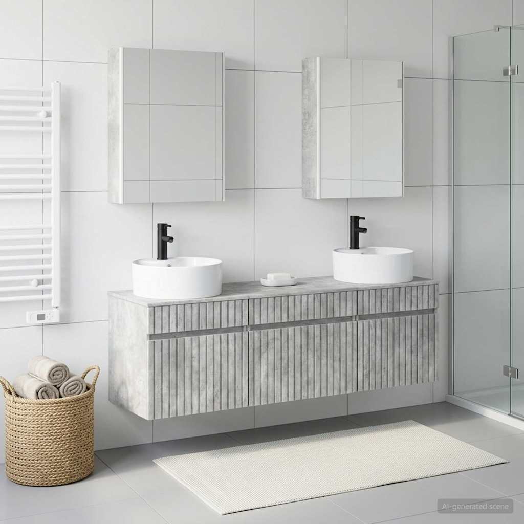 Bathroom Cabinet Set 5 pcs Concrete Grey Engineered Wood