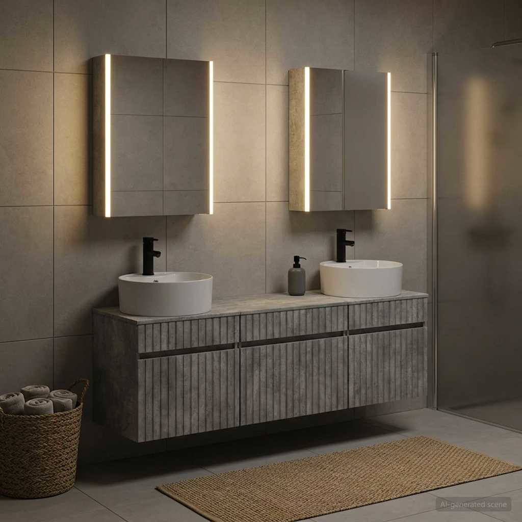 Bathroom Cabinet Set 5 pcs Concrete Grey Engineered Wood