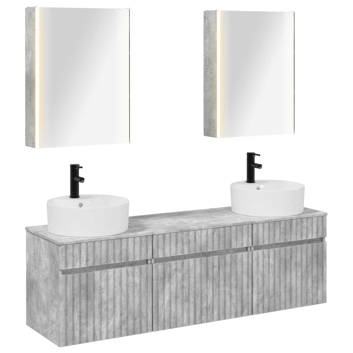 Bathroom Cabinet Set 5 pcs Concrete Grey Engineered Wood