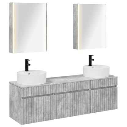Bathroom Cabinet Set 5 pcs Concrete Grey Engineered Wood