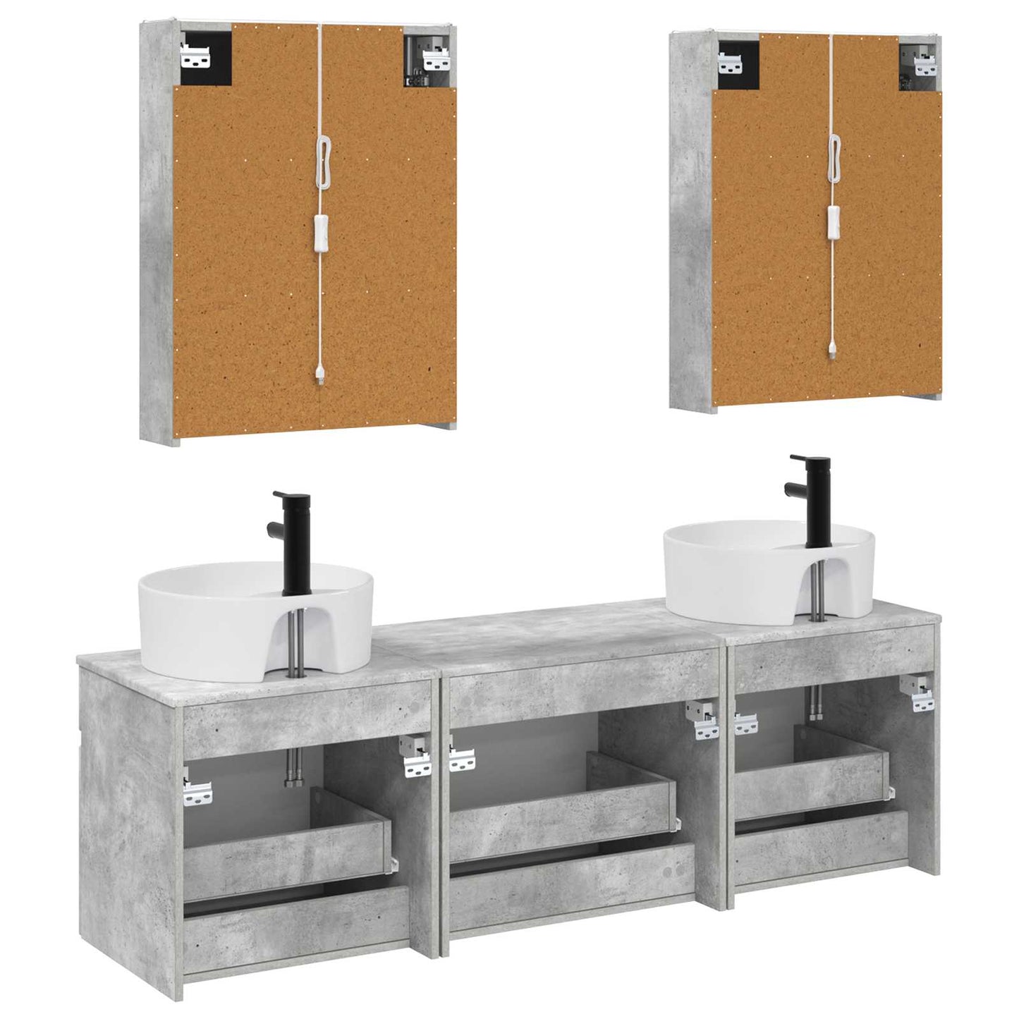 Bathroom Cabinet Set 5 pcs Concrete Grey Engineered Wood