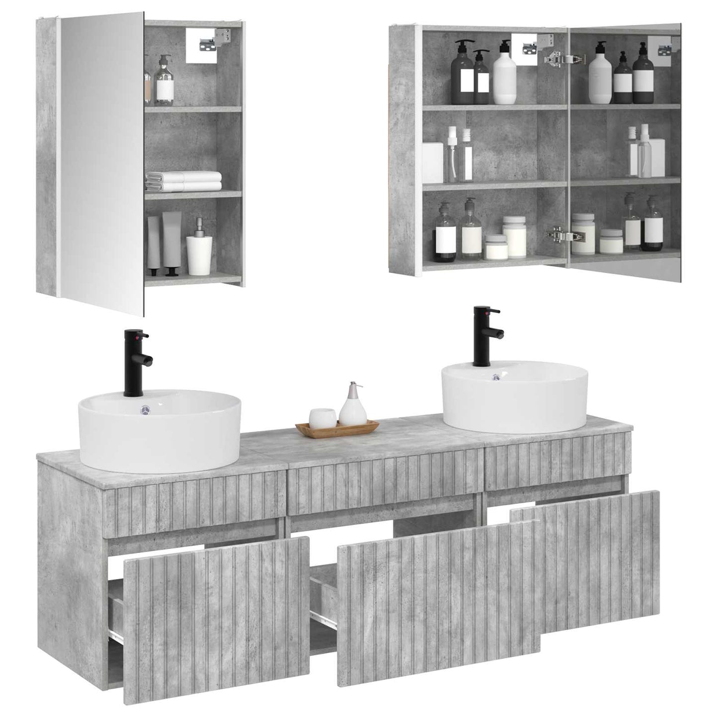 Bathroom Cabinet Set 5 pcs Concrete Grey Engineered Wood