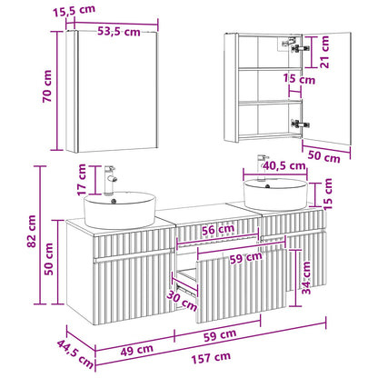 Bathroom Cabinet Set 5 pcs Smoked Oak 53 x 15.5 x 70 cm