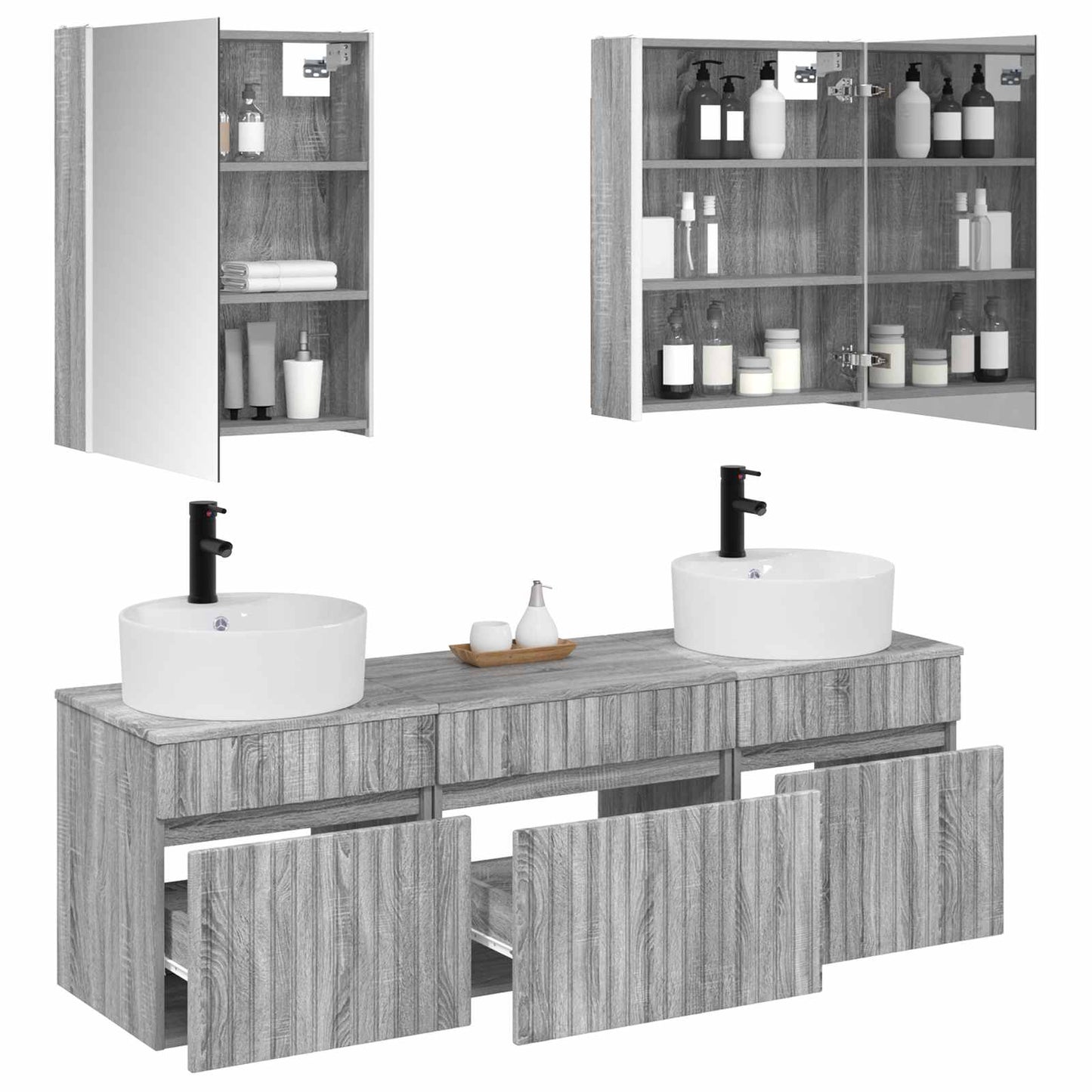 Bathroom Cabinet Set 5 pcs Grey Sonoma Engineered Wood