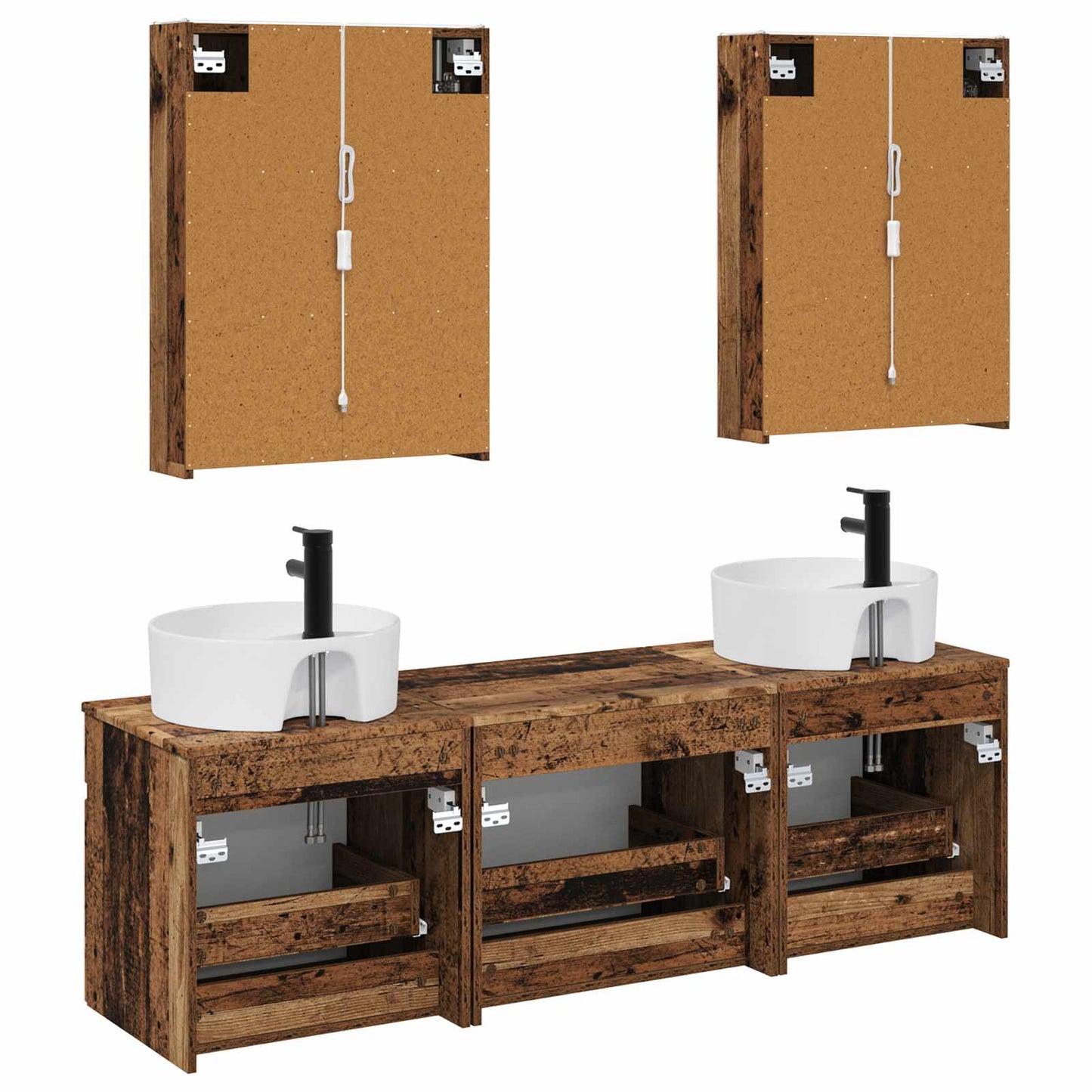 Bathroom Cabinet Set 5 pcs Old Wood 53 x 15.5 x 70 cm
