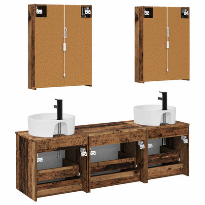 Bathroom Cabinet Set 5 pcs Old Wood 53 x 15.5 x 70 cm