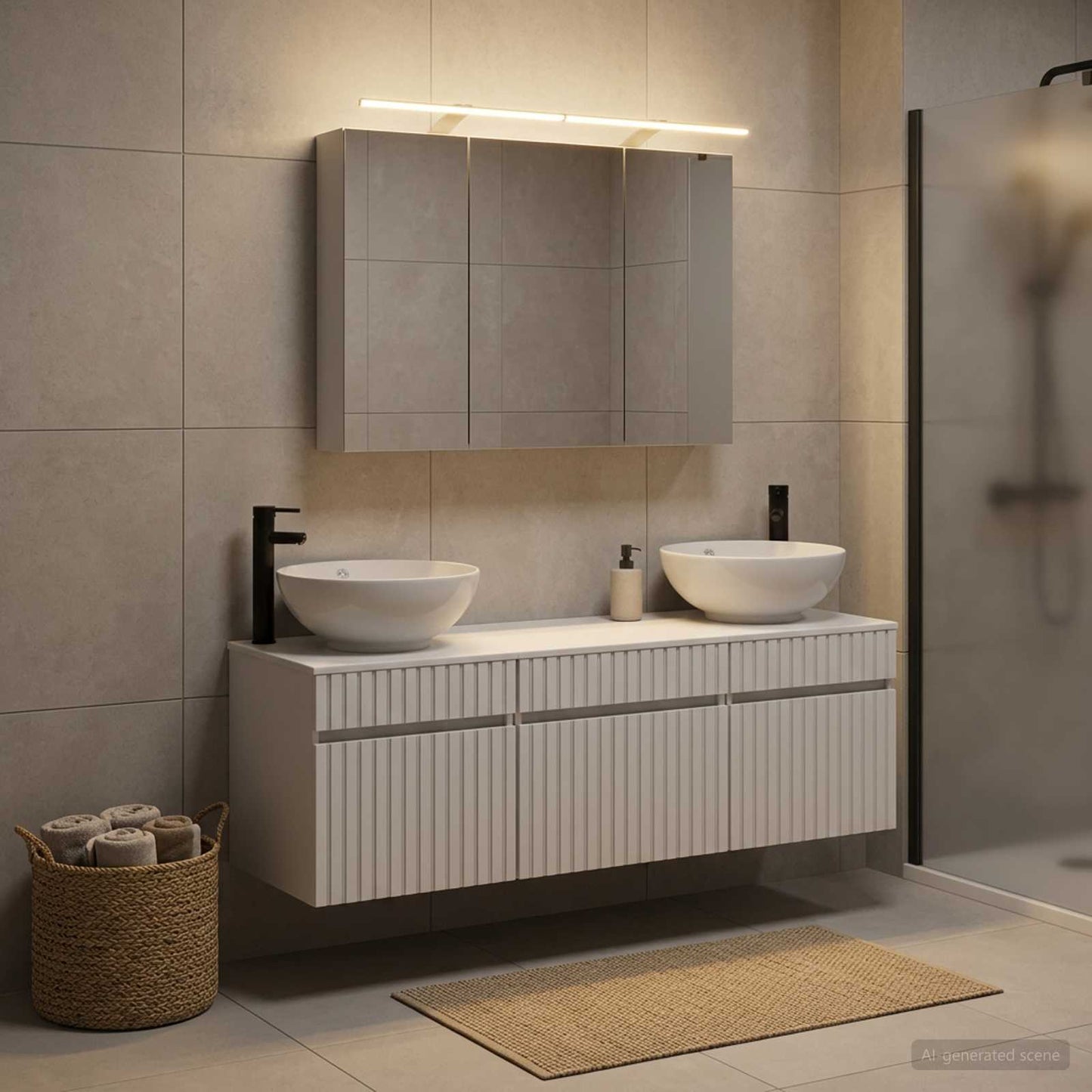 Bathroom Cabinet Set 4 pcs White Engineered Wood