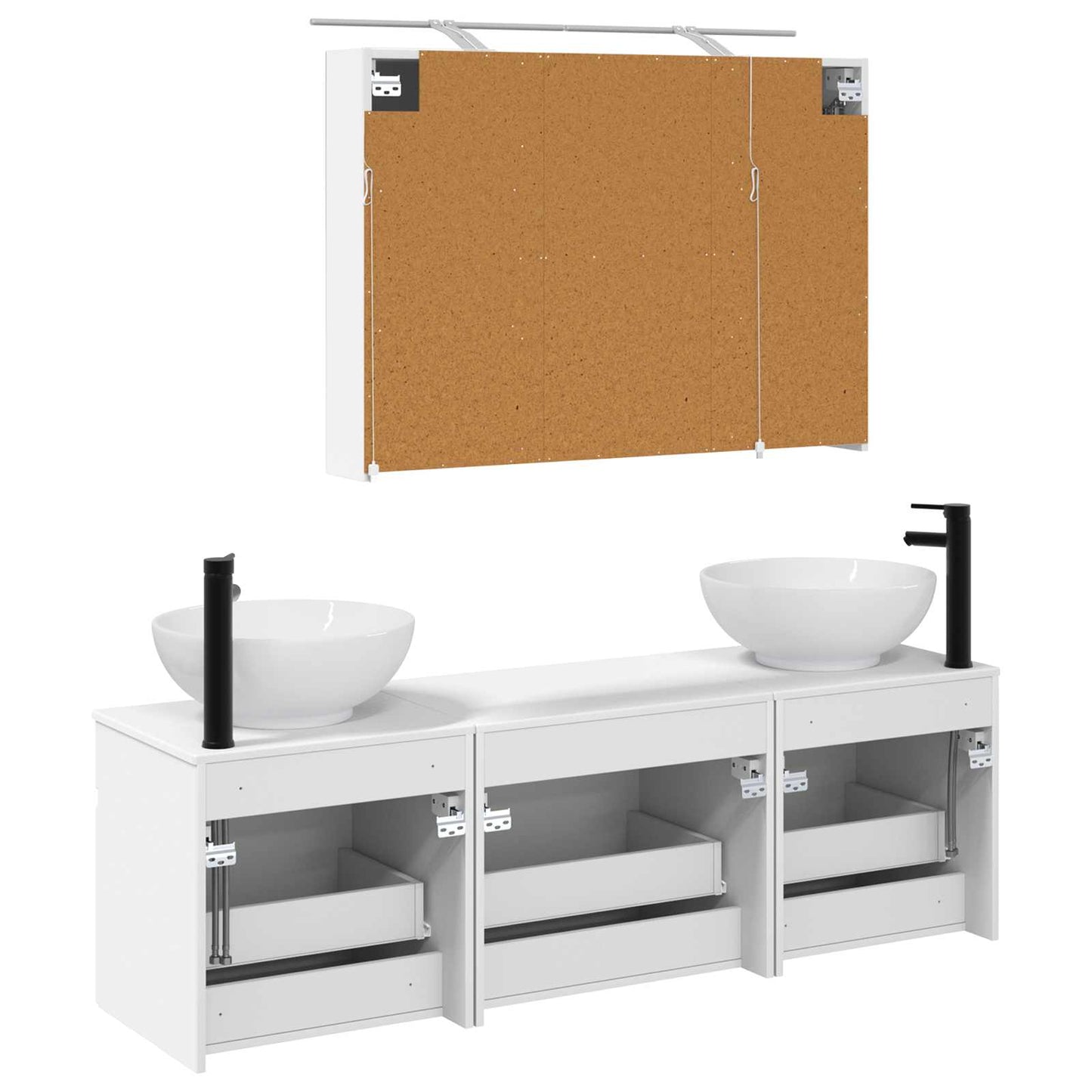 Bathroom Cabinet Set 4 pcs White 100 x 14.5 x 70 cm