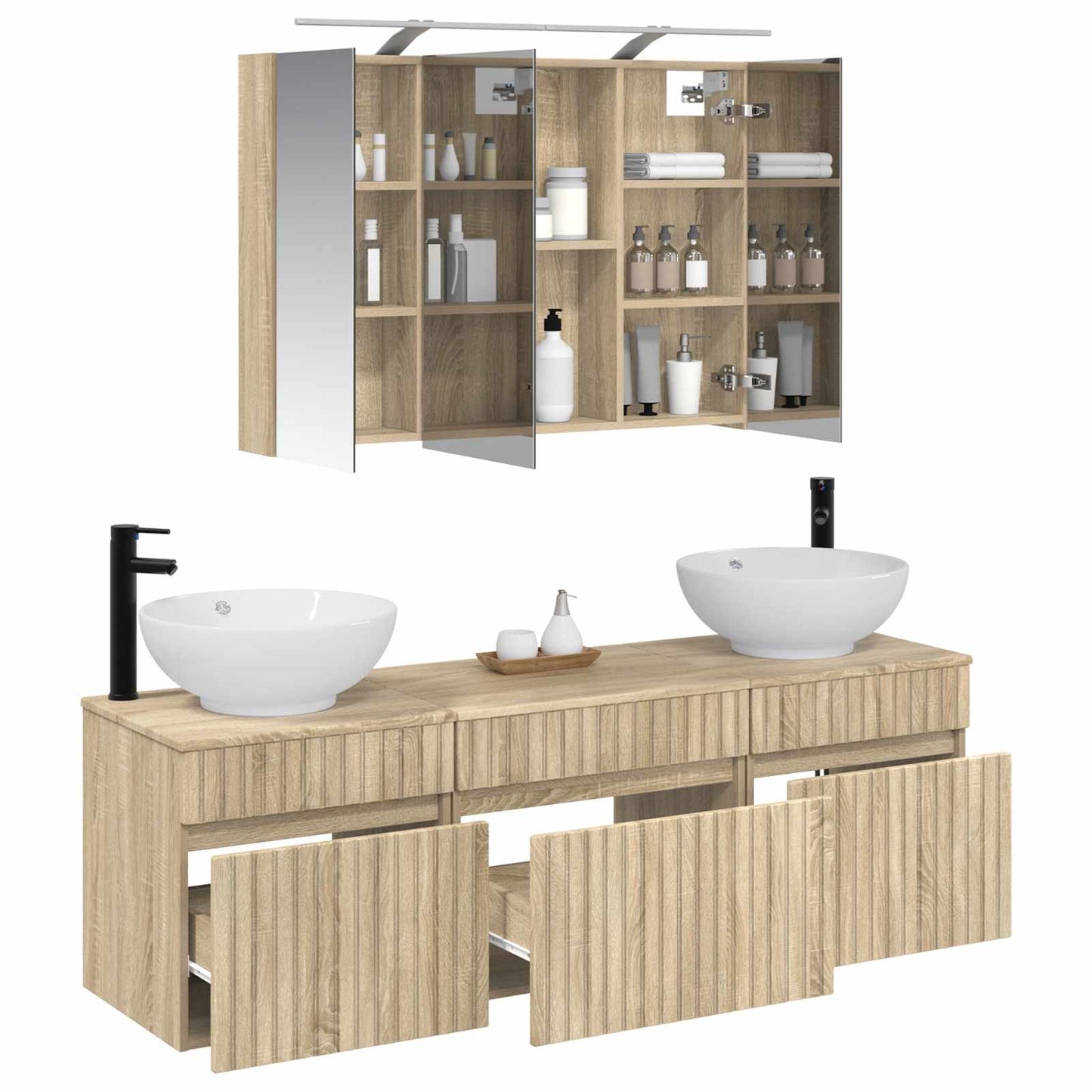 Bathroom Cabinet Set 4 pcs Sonoma Oak Engineered Wood
