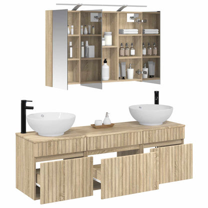 Bathroom Cabinet Set 4 pcs Sonoma Oak Engineered Wood