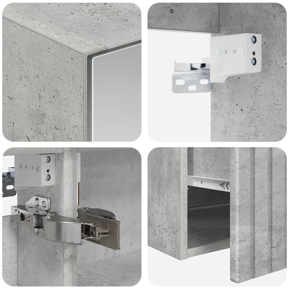 Bathroom Cabinet Set 4 pcs Concrete Grey Engineered Wood