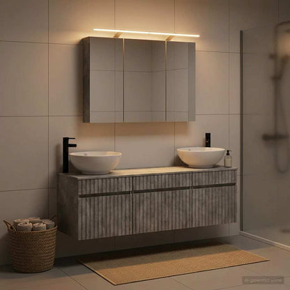 Bathroom Cabinet Set 4 pcs Concrete Grey Engineered Wood