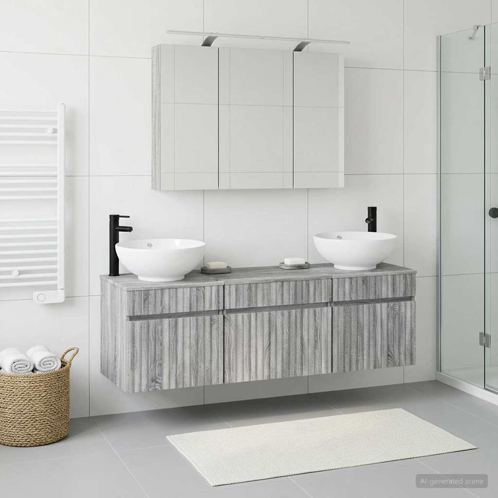 Bathroom Cabinet Set 4 pcs Grey Sonoma Engineered Wood