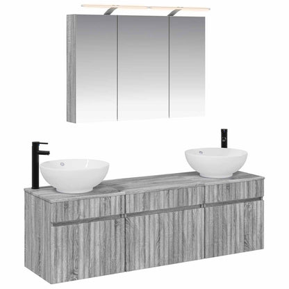 Bathroom Cabinet Set 4 pcs Grey Sonoma Engineered Wood