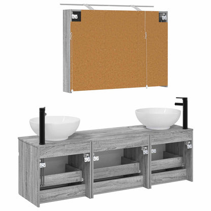 Bathroom Cabinet Set 4 pcs Grey Sonoma Engineered Wood