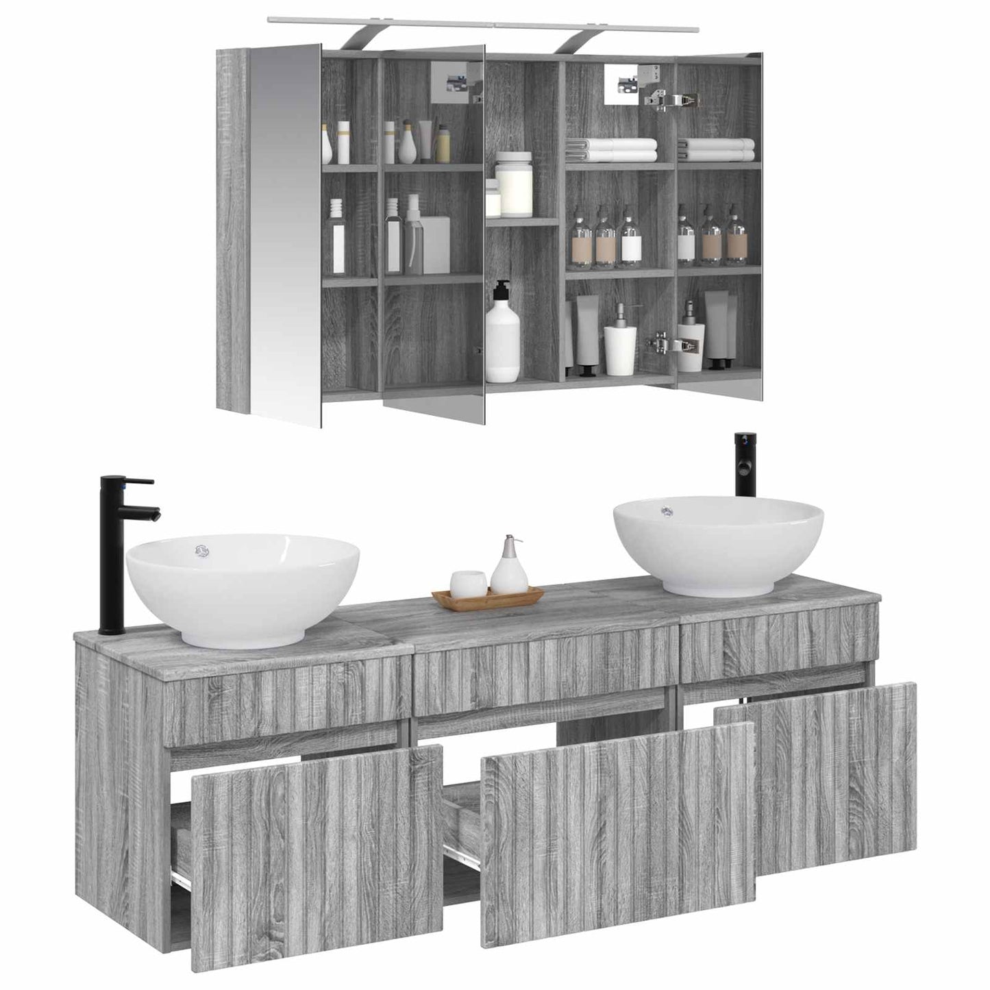 Bathroom Cabinet Set 4 pcs Grey Sonoma Engineered Wood