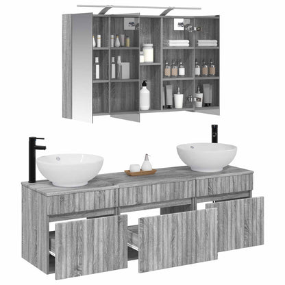 Bathroom Cabinet Set 4 pcs Grey Sonoma Engineered Wood