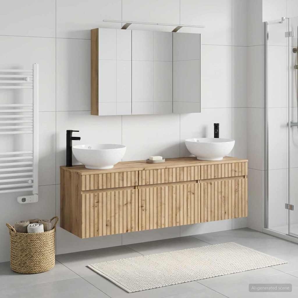 Bathroom Cabinet Set 4 pcs Artisan Oak Engineered Wood