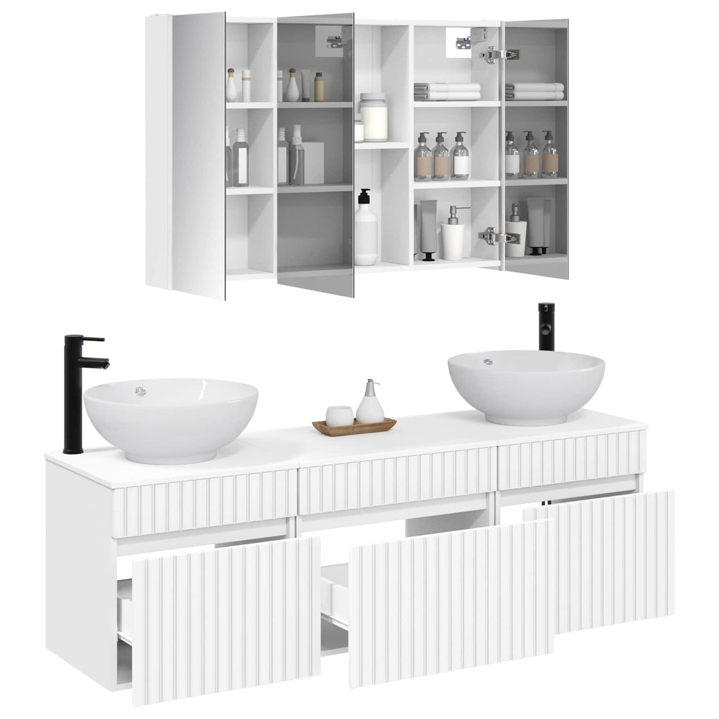 Bathroom Cabinet Set 4 pcs White 103.5 x 15.5 x 70 cm