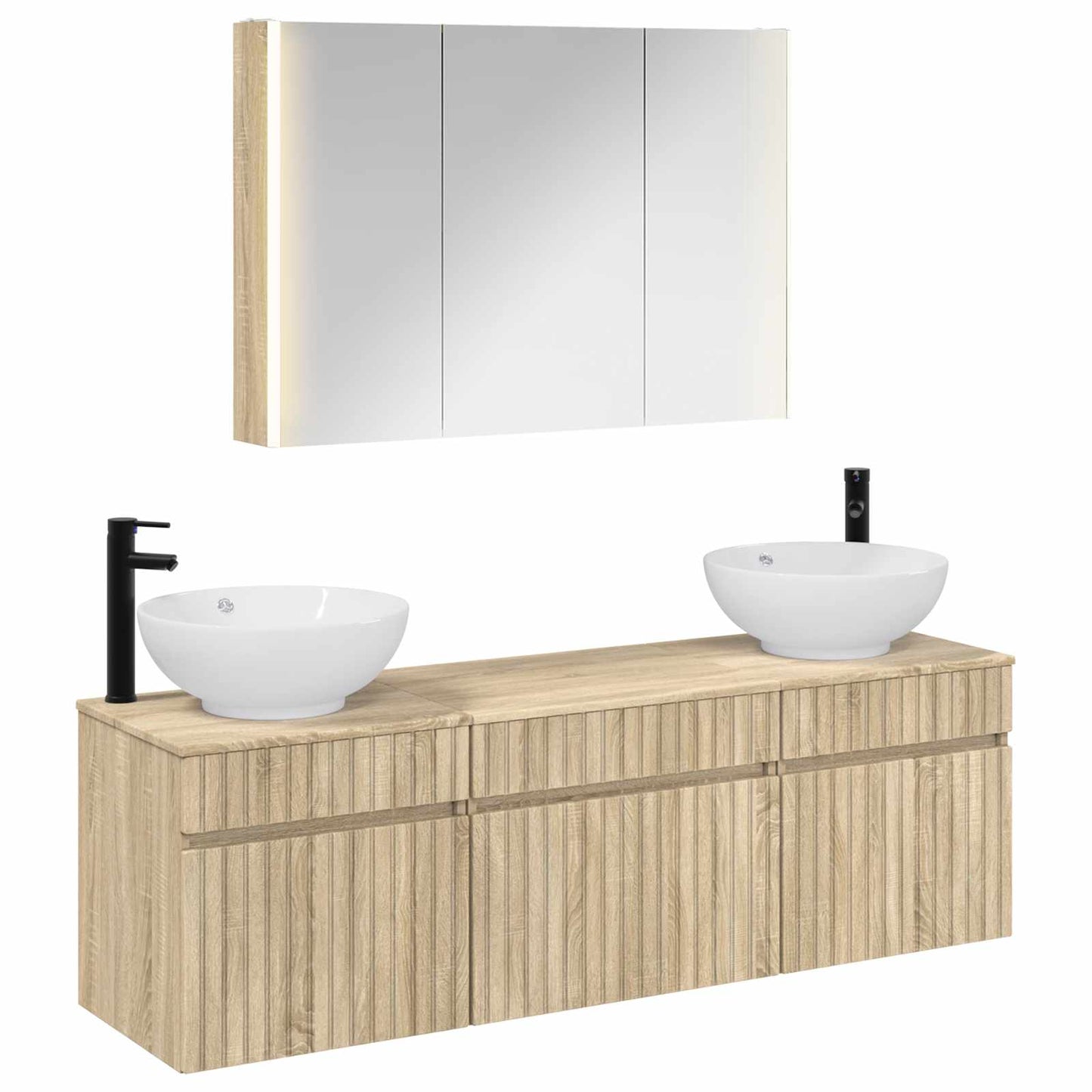 Bathroom Cabinet Set 4 pcs Sonoma Oak 103.5 x 15.5 x 70 cm