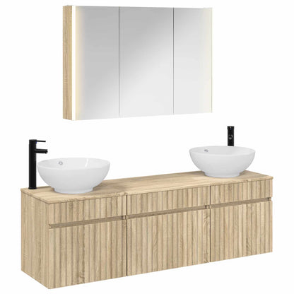 Bathroom Cabinet Set 4 pcs Sonoma Oak 103.5 x 15.5 x 70 cm