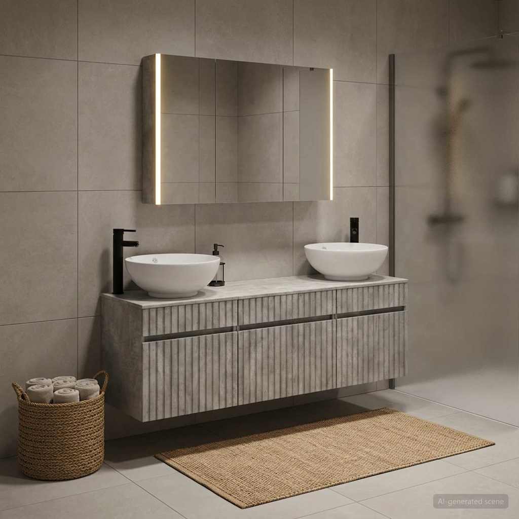 Bathroom Cabinet Set 4 pcs Concrete Grey Engineered Wood