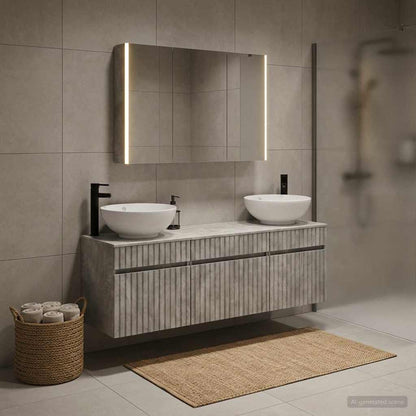 Bathroom Cabinet Set 4 pcs Concrete Grey Engineered Wood