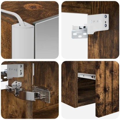 Bathroom Cabinet Set 4 pcs Smoked Oak Engineered Wood