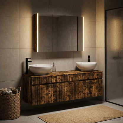 Bathroom Cabinet Set 4 pcs Smoked Oak Engineered Wood