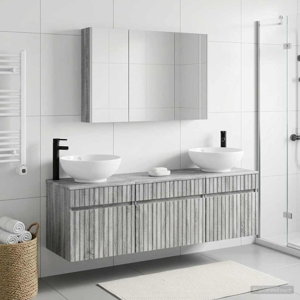 Bathroom Cabinet Set 4 pcs Grey Sonoma Engineered Wood