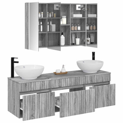 Bathroom Cabinet Set 4 pcs Grey Sonoma 103.5 x 15.5 x 70 cm