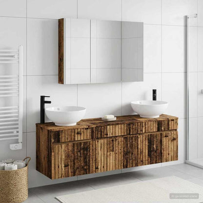 Bathroom Cabinet Set 4 pcs Old Wood Engineered Wood
