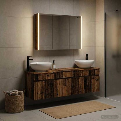 Bathroom Cabinet Set 4 pcs Old Wood Engineered Wood