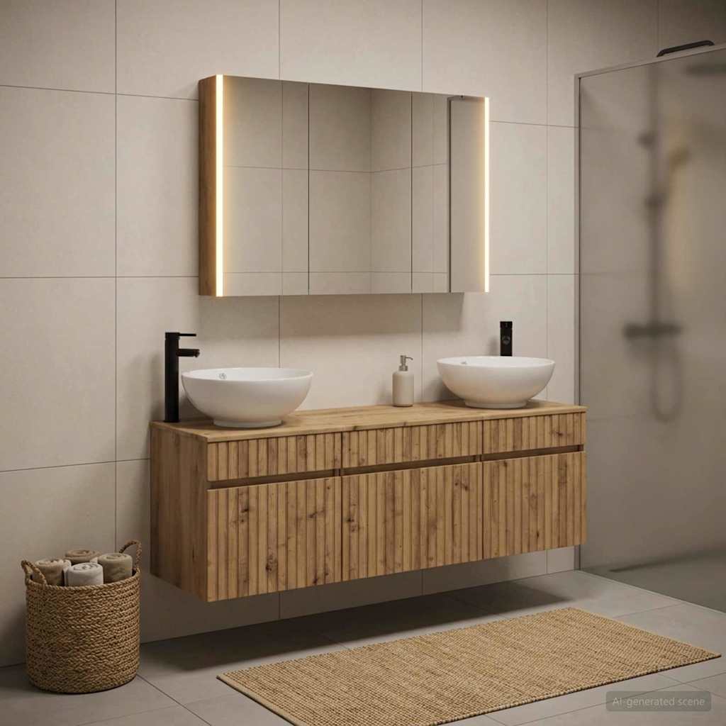 Bathroom Cabinet Set 4 pcs Artisan Oak Engineered Wood