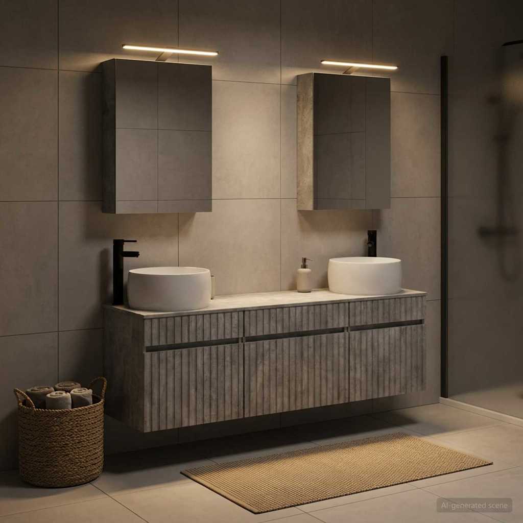 Bathroom Cabinet Set 5 pcs Concrete Grey Engineered Wood