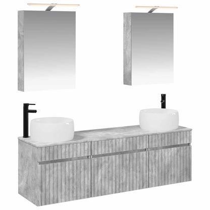 Bathroom Cabinet Set 5 pcs Concrete Grey 50 x 14.5 x 70 cm