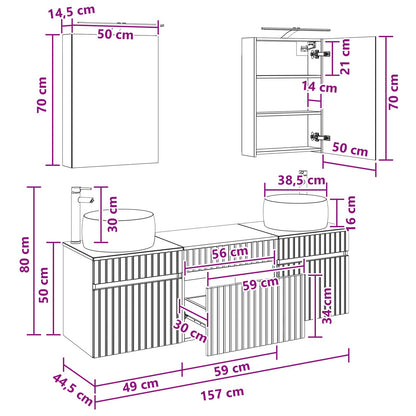 Bathroom Cabinet Set 5 pcs Concrete Grey 50 x 14.5 x 70 cm