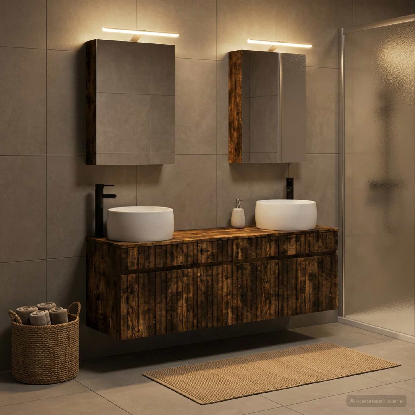 Bathroom Cabinet Set 5 pcs Smoked Oak Engineered Wood