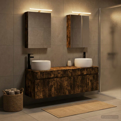 Bathroom Cabinet Set 5 pcs Smoked Oak Engineered Wood